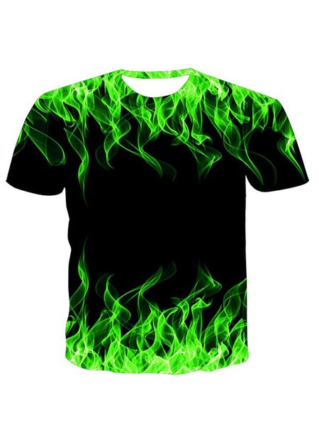 

Printed Short Sleeve Crew Neck Casual Shirts & Tops, As picture, T-shirts