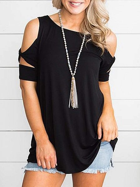

Shift Casual Short Sleeve Cotton-Blend Shirts & Tops, Black, Blouses & Shirts