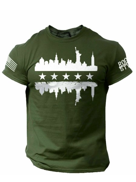 

Printed Crew Neck Shirts & Tops, Green, Men's shirts