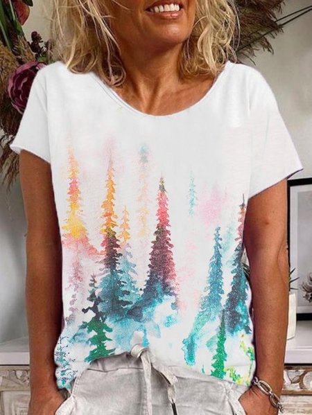 

Casuale Maniche Corte Top, Bianco, Tops