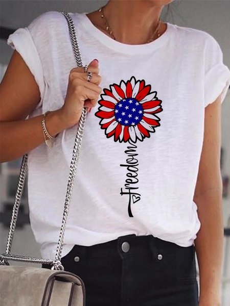 

Casuale Girocollo Maniche Corte Top, Bianco, Tops