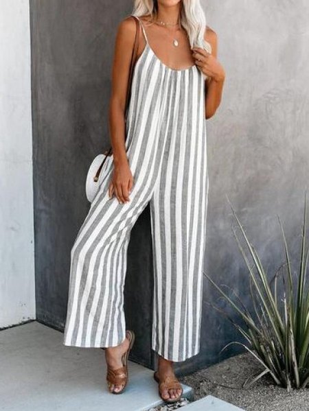 

Striped printed jumpsuit, As picture, Jumpsuits & Rompers