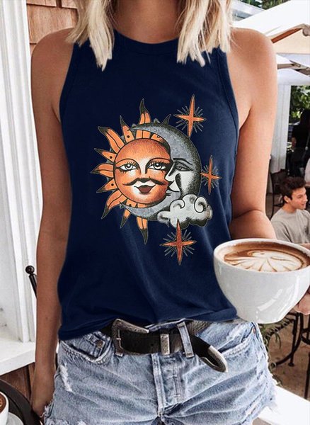 

Sun moon star tee, Blue, Tank Tops