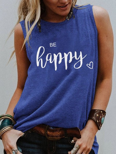 

Be Happy Loose Casual Vest, Light blue, Tank Tops