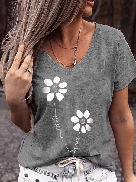 

Short Sleeve Casual T-shirt, Gray, T-Shirts