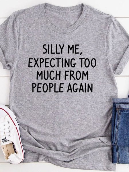 

Short Sleeve Casual Cotton-Blend T-shirt, Gray, T-shirts