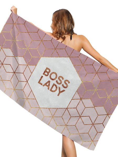 

Summer geometric square bath towel abstract series beach towel creative printing sunscreen shawl bath towel, Pink-white, Swimwear
