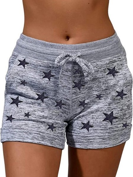 

Misto Cotone Stampato Tasche Casuale Pantaloni, Grigio, Bottoms