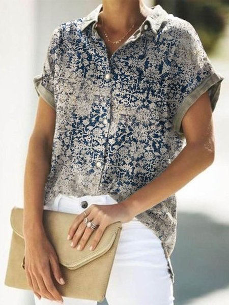 

Casual Short Sleeve Shirts & Tops, Blue, Blouses & Shirts