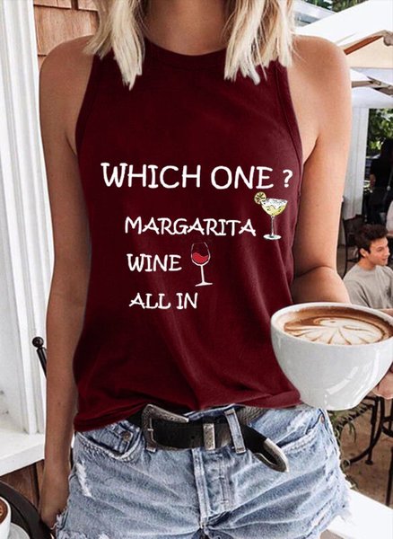 

Which one？margarita wine tank, Red, Tank Tops