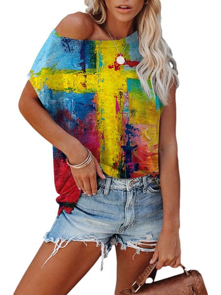 

Faith Abstract Oil Painting Of The Cross Tee, Yellow, T-shirts