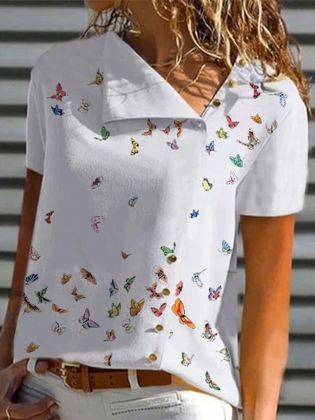 

Cotton Casual Butterfly Blouse, White, Shirts & Blouses