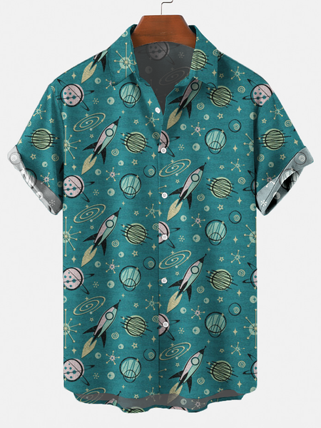 

Printed Geometric Shirt Collar Shirts & Tops, Color, Shirts