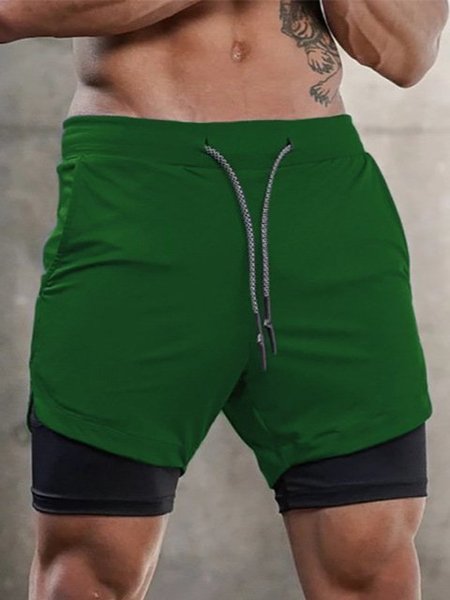 

Men's 2-in-1 Running Shorts Workout Training Jersey Short Stealth Shorts 7-Inch Gym Yoga Outdoor Sports Shorts, Green, Men's shorts