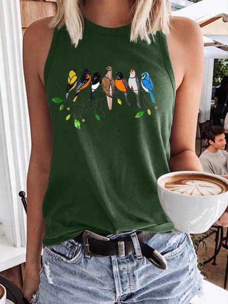 

6 Multicolor Kingfisher Graphic Vest Tops, Dark green, Tank Tops