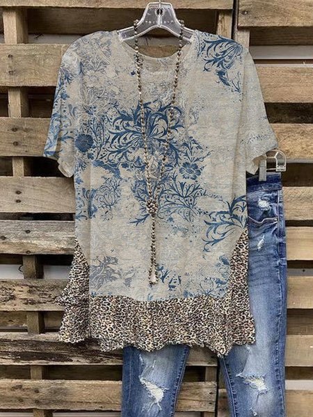 

Camicie & Top Maniche Corte Girocollo Top Misto Cotone, Grigio, Tops