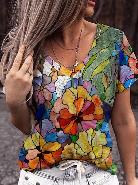 

Floral Resort Cotton-Blend T-shirt, Multicolor, T-Shirts