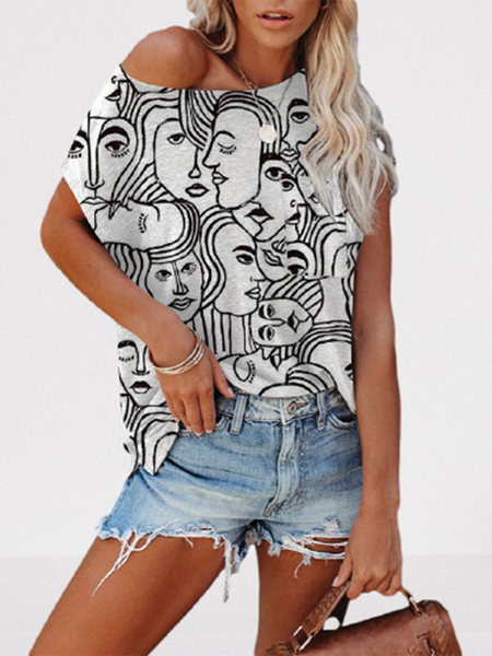 

Feminist Abstract Art Graffiti Tee, White, T-shirts