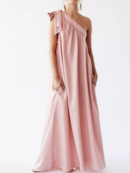 

Formal Shift One Shoulder Sleeveless Maxi Dress, As picture, Maxi Dresses