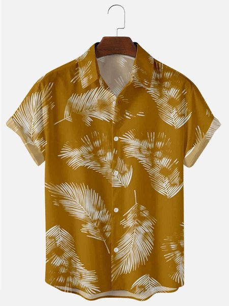 

Printed Shirt Collar Vintage Shirts & Tops, Yellow, Men's shirts