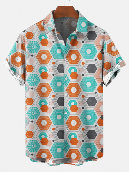 

Casual Shirt Collar Geometric Shirts & Tops, Color, Men's Floral shirt