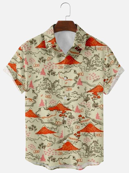 

Casual Shirt Collar Shirts & Tops, As picture, Men's Floral shirt