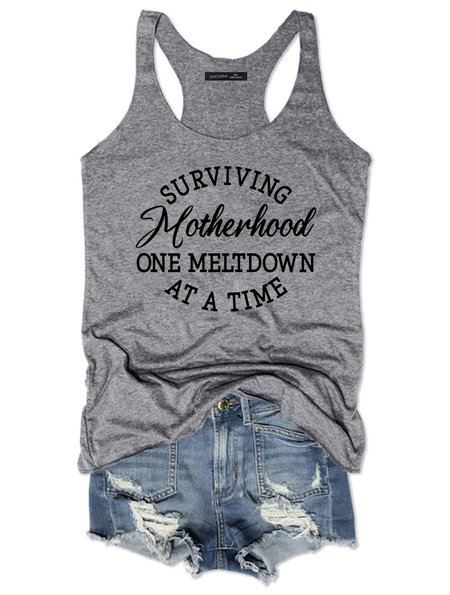 

Surviving Motherhood Tank Top, Gray, Tank Tops