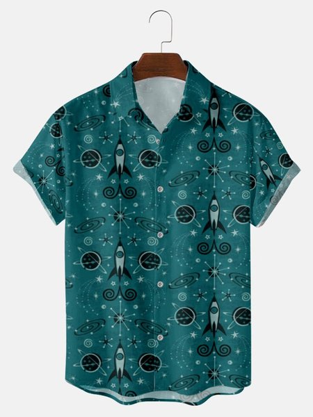 

Geometric Classic Printed Shirts & Tops, Blue, Men's shirts