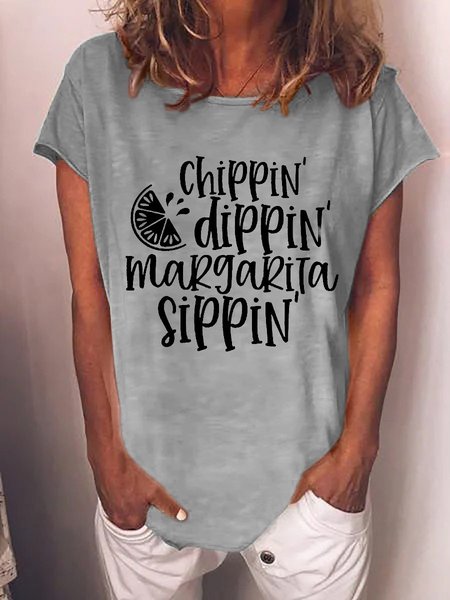 

Chippin Dippin Margarita Sippin Women Tee, Gray, T-shirts