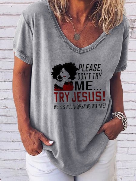 

PLEASE,DON'T TYR ME White Women's Tops Tee, Gray, T-shirts