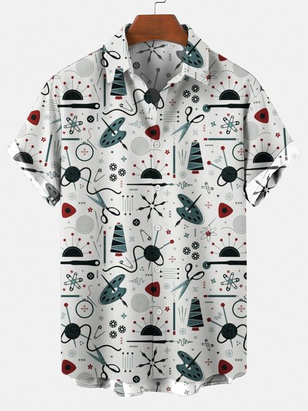 

Men's 50's New Style Short Sleeve Casual Loose Shirt, White, Men's shirts