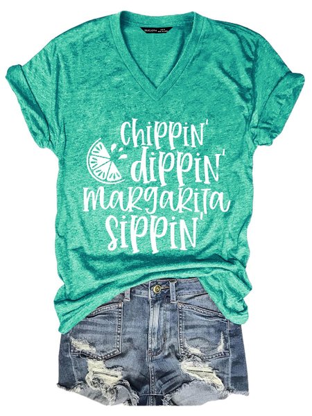 

Chippin Dippin Margarita Sippin Women Tee, Grass green, T-shirts