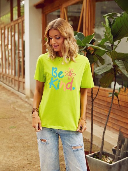 

Be Kind Flower T-shirt, Fluorescent green, T-shirts