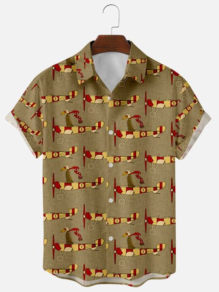 

Shirt Collar Cotton-Blend Shirts & Tops, As picture, Men's Floral shirt