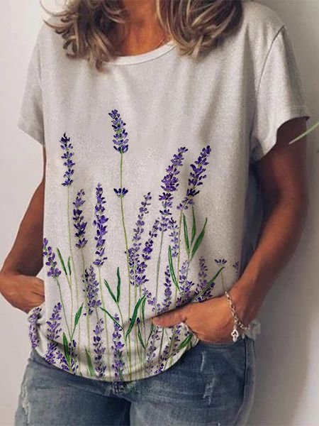 Casuale Misto Cotone Camicie & Top, Grigio, Blouses & Shirts