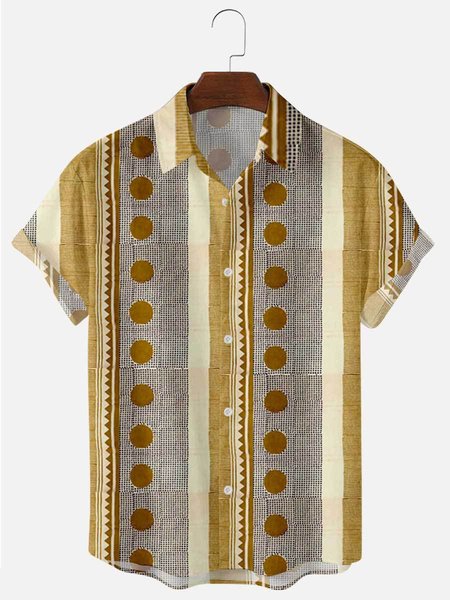 

Polka Dots Shirt Collar Printed Shirts & Tops, Yellow, Men's shirts