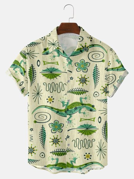 

Casual Animal Printed Shirts & Tops, Yellow, Men's shirts
