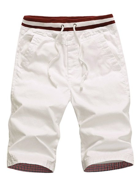 

Pockets Cotton-Blend Casual Pants, White, Bottom