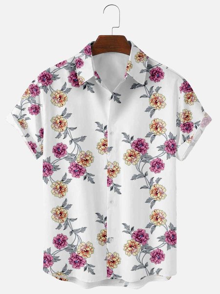 

Shirt Collar Casual Shirts, As picture, Men's Floral shirt