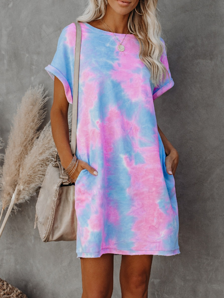 

Casual Shift Crew Neck Dresses, As picture, Dresses