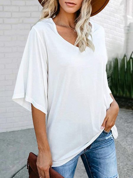 

Mezza Manica Vintage Dritto Top, Bianco, Tops