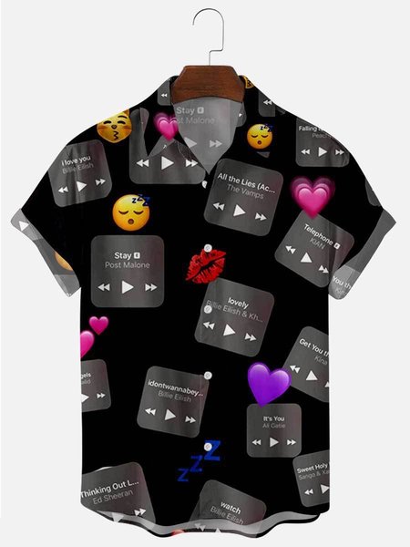 

Regular Fit Short Sleeve Casual Shirt for Men, Black, Men's Floral shirt