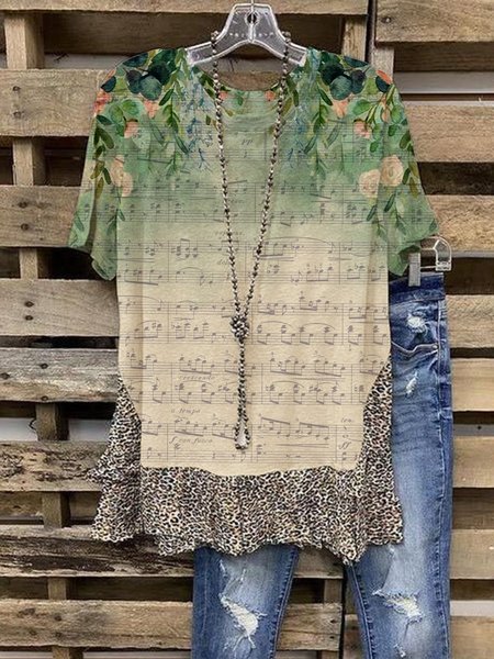 

Floreale Maniche Corte Stampato Floreale Top, Come immagine, Tops
