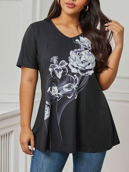 

Plus Size Summer Tops Women Casual Tops L, Deep gray, T-Shirts