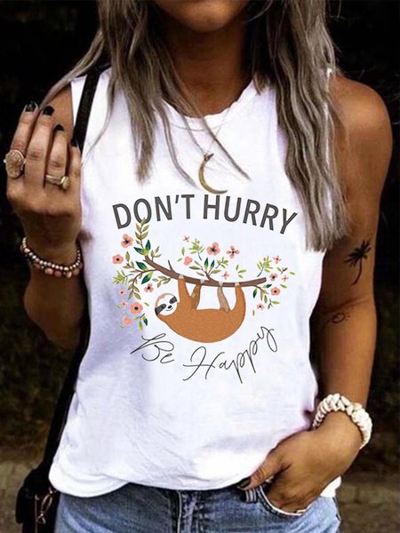 

Don't Hurry Be Happy Women Tank, White, Tank Tops