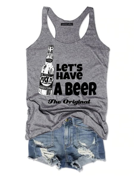 

Let's Have A Beer Women's Sleeveless Shirt, Grey, Tank Tops