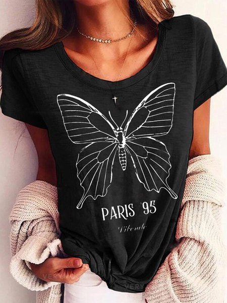

Butterfly Graphic Women Tee, Black, T-shirts