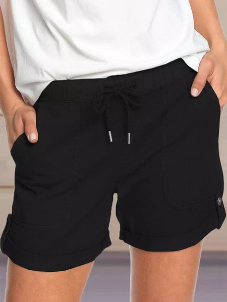 

Cotton-Blend Casual Pants, Black, Shorts