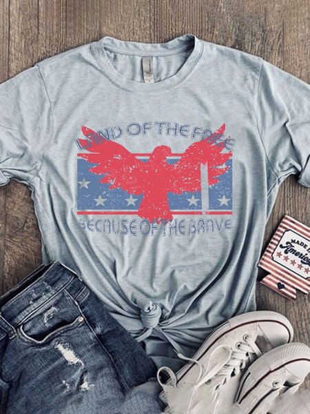 

Land of the Free Because of the Brave Memorial Day Graphic Tee, Gray, T-shirts