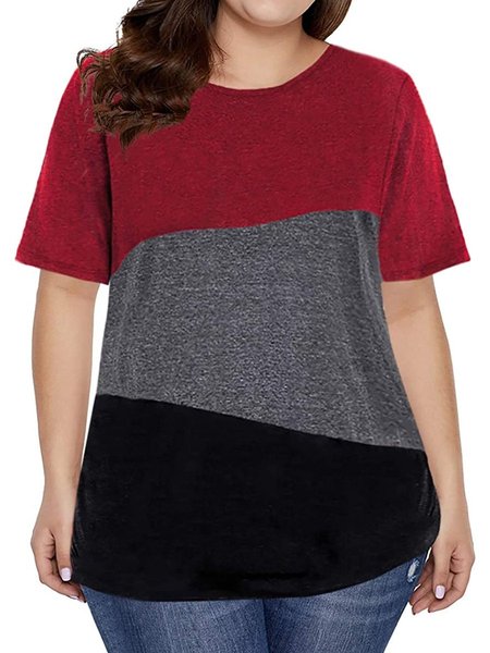 

Women Plus Size Tops Short Sleeve Round Neck Casual Basic T-shirt Solid Tunic Blouses, Multicolor, T-Shirts